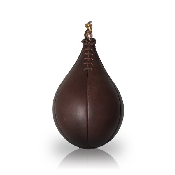 Image de P. Goldsmith & Sons - Poire de boxe rétro en cuir années 1940 - Brun foncé