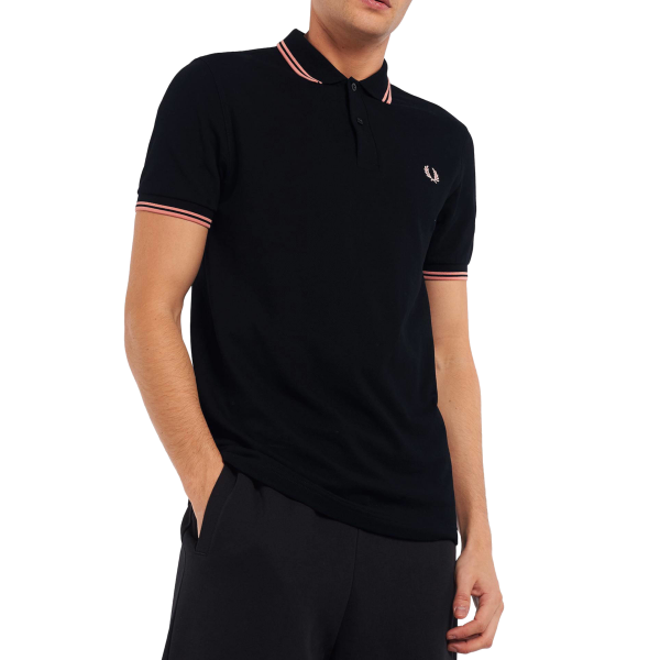 Fred Perry - Twin Tipped Polo Shirt - Black/ Pink Peach