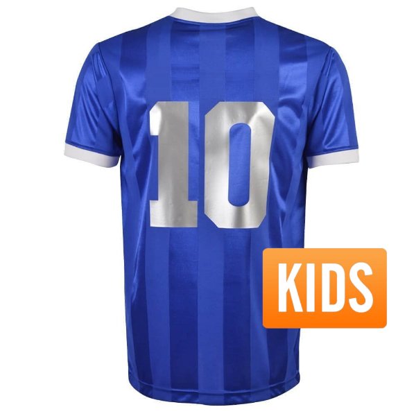 Argentina Retro Football Away Shirt W.C. 1986 + Maradona 10 - Kids