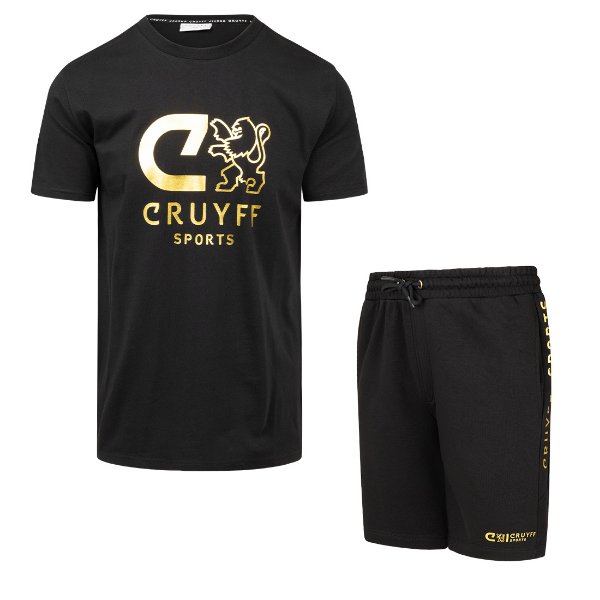 Cruyff Sports - Booster T-Shirt & Short Set - Zwart/ Goud