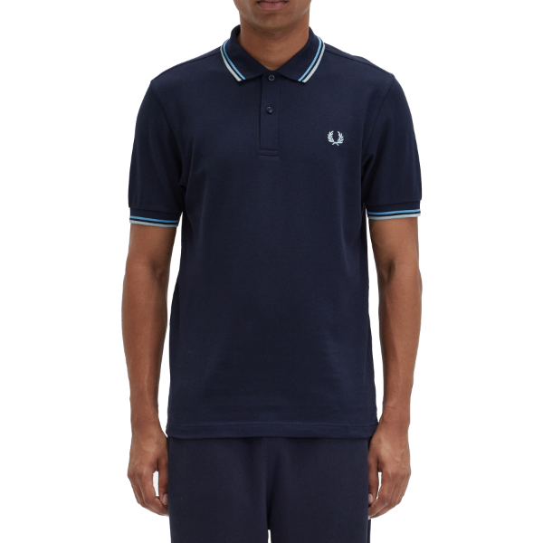 Fred Perry - Twin Tipped Polo Shirt - Navy/ Soft Blue/ Silver Blue