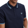 Fred Perry - Twin Tipped Polo Shirt - Navy/ Soft Blue/ Silver Blue