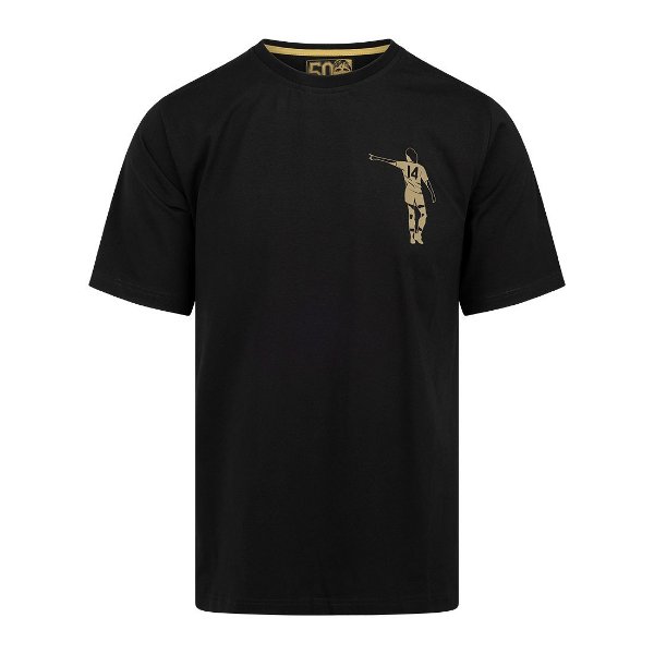 Cruyff - Dos Rayas Print T-Shirt - Zwart/ Goud