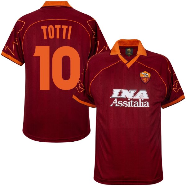 AS Roma Retro Football Shirt 1999-2000 + Totti 10